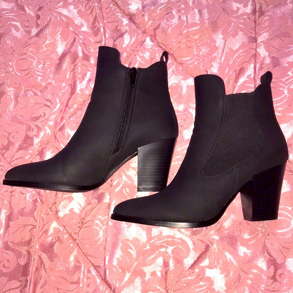 Matte Black Heeled Booties